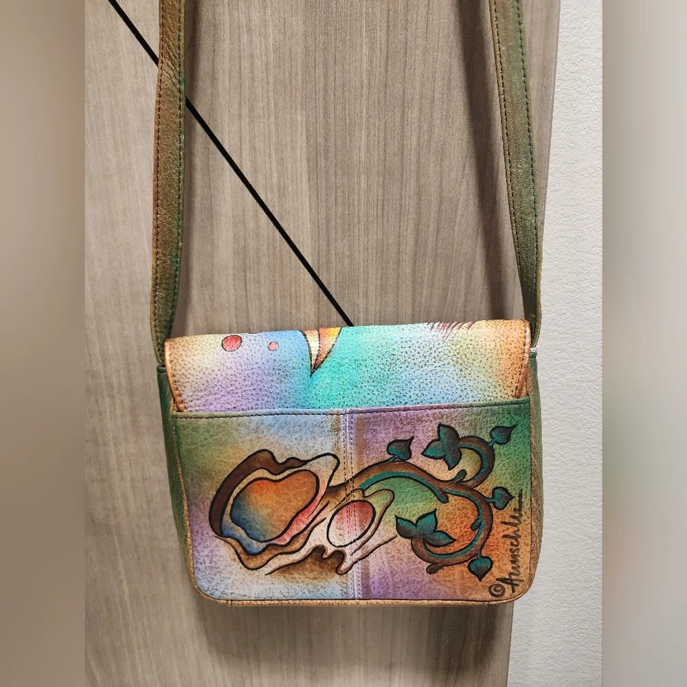 Anuschka hand painted butterfly Leather Crossbody Purse 468-COL  RARE NWT - Picture 4 of 10